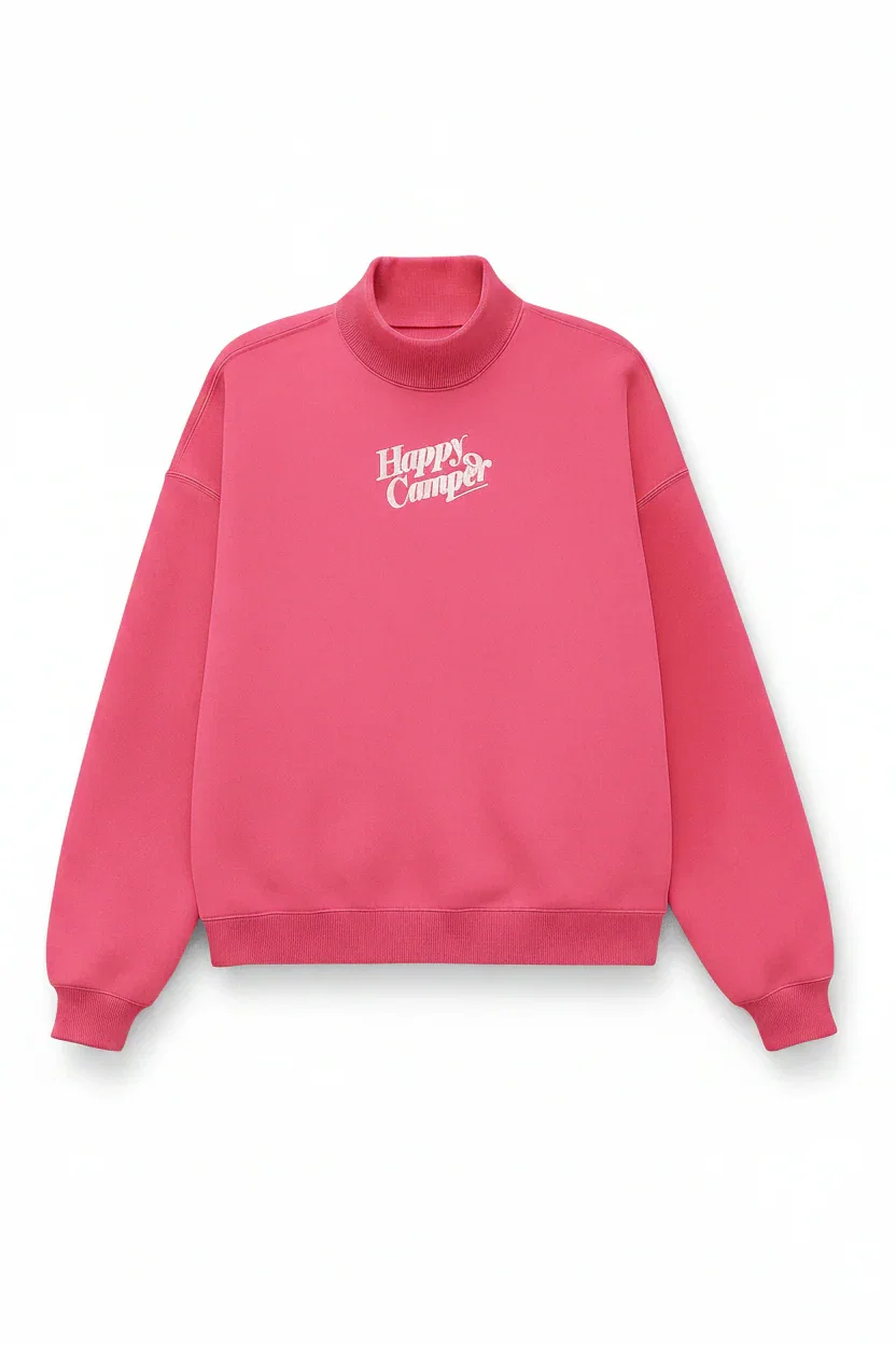 Happy Camp3r Hot Pink Mockneck Sweatshirt