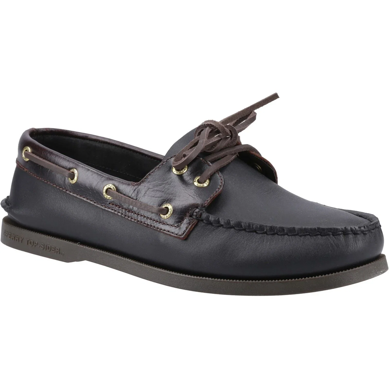 Image of Sperry Authentic 2 Eye Leather Men's Amaretto/Black Boat Shoes