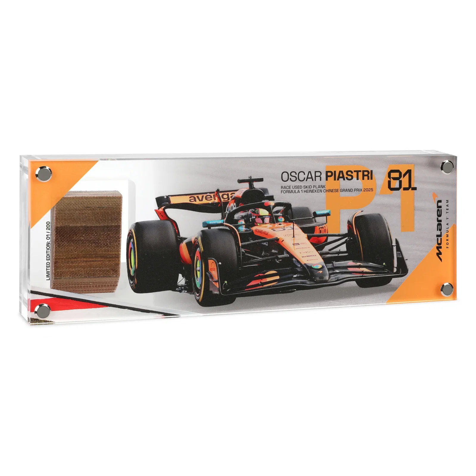 Image of Oscar Piastri 2025 Chinese Grand Prix Winning Skid Plank - Race-Used