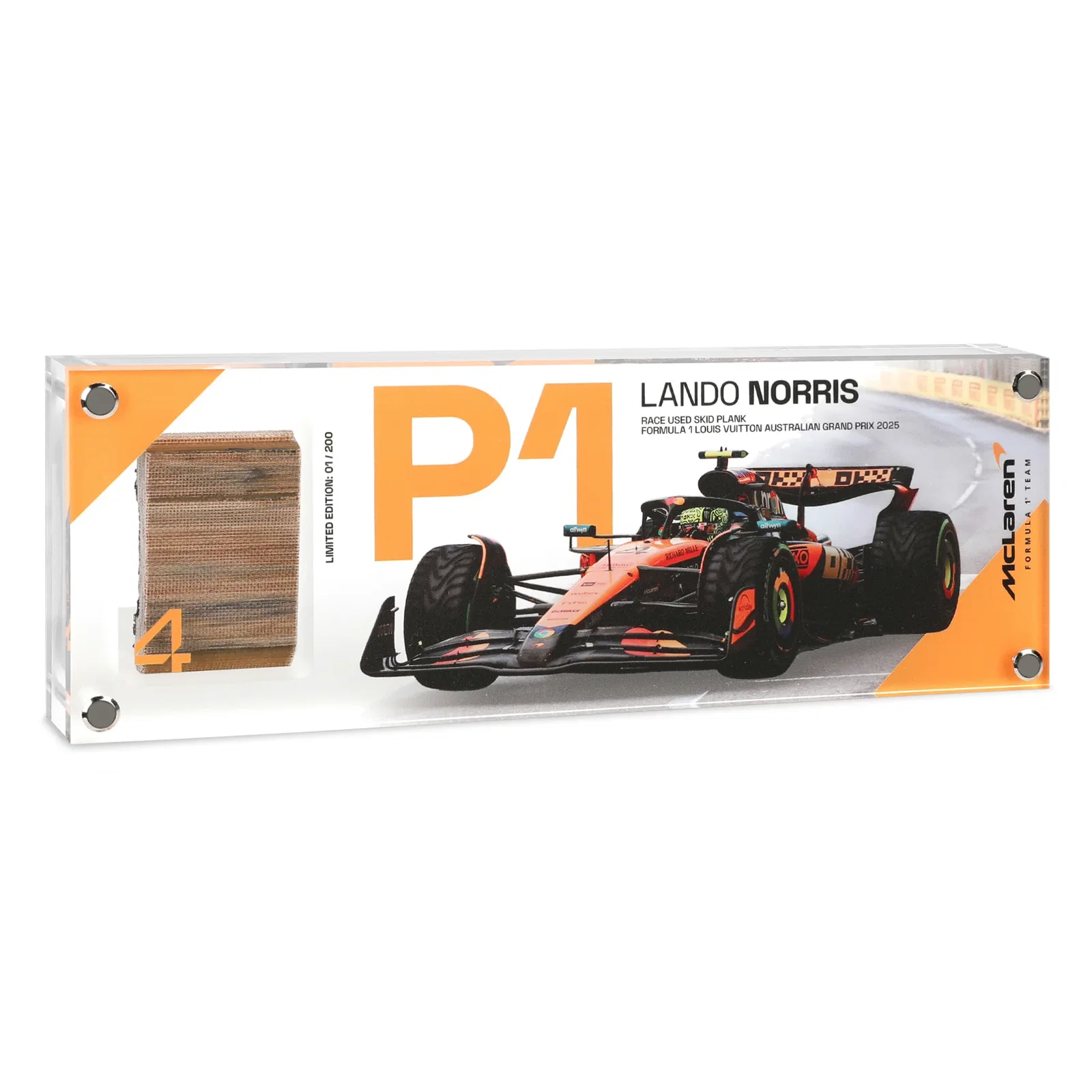 Image of Lando Norris 2025 Australian Grand Prix Winning Skid Plank - Race-Used