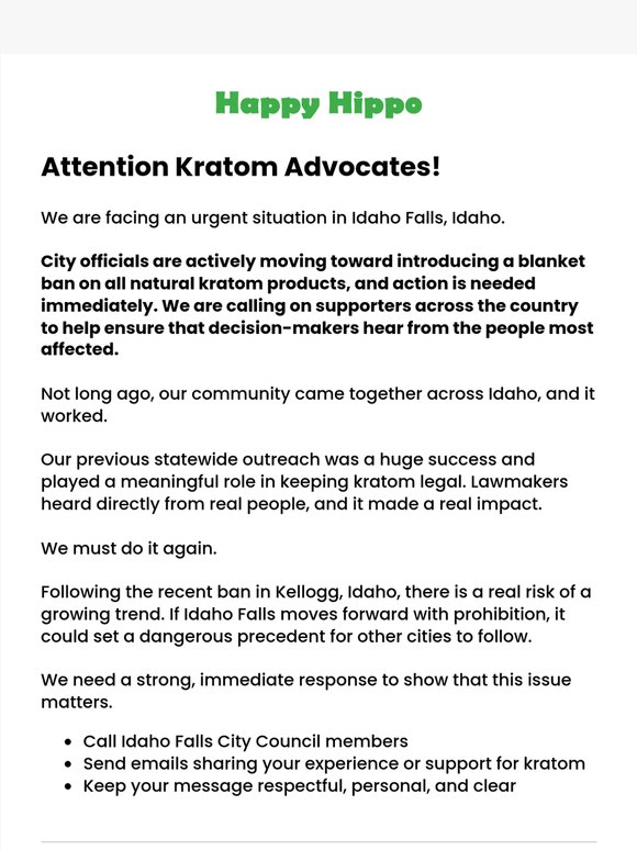 🚨 URGENT: Idaho Falls Kratom Ban - Nationwide Action Needed TODAY