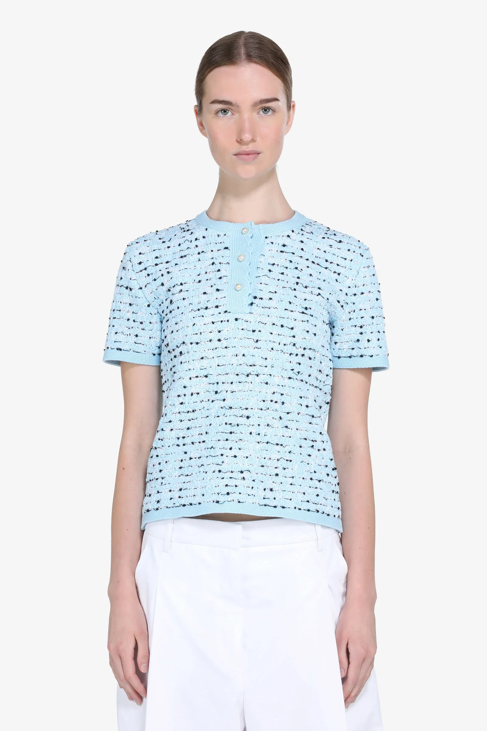 Image of Maglia maniche corte con bottoni perla