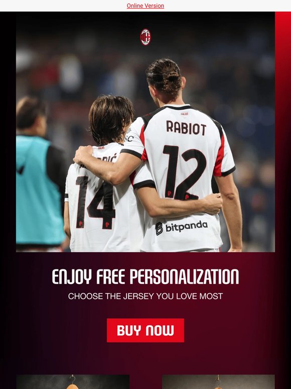 Free personalization on all jerseys