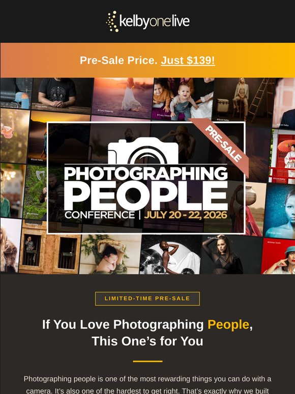 $139 pre-sale: Photographing People Conference