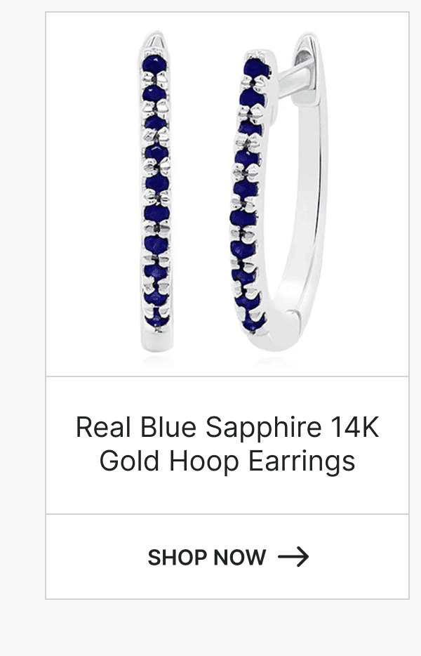 Real Blue Sapphire 14K Gold Hoop Earrings