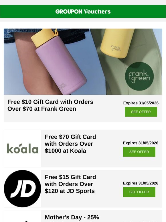 Flowers, 25% off, and a $70 gift — all for her