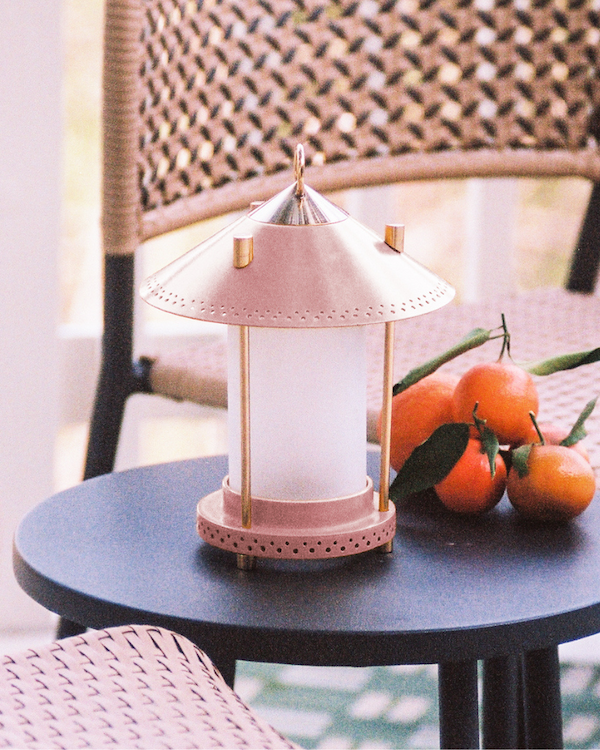 smaller stefan cordless lantern in blush by the novogratz