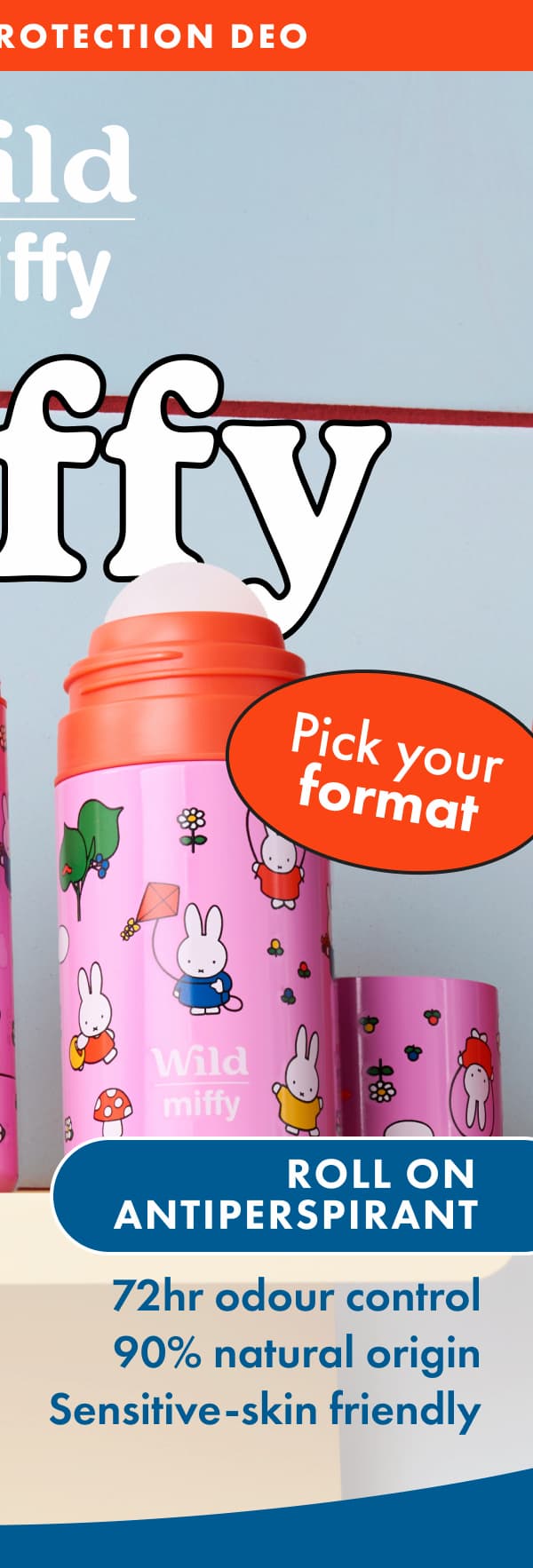 Miffy Roll On Antiperspirant: 72h odour control, 90% natural origin, sensitive-skin friendly