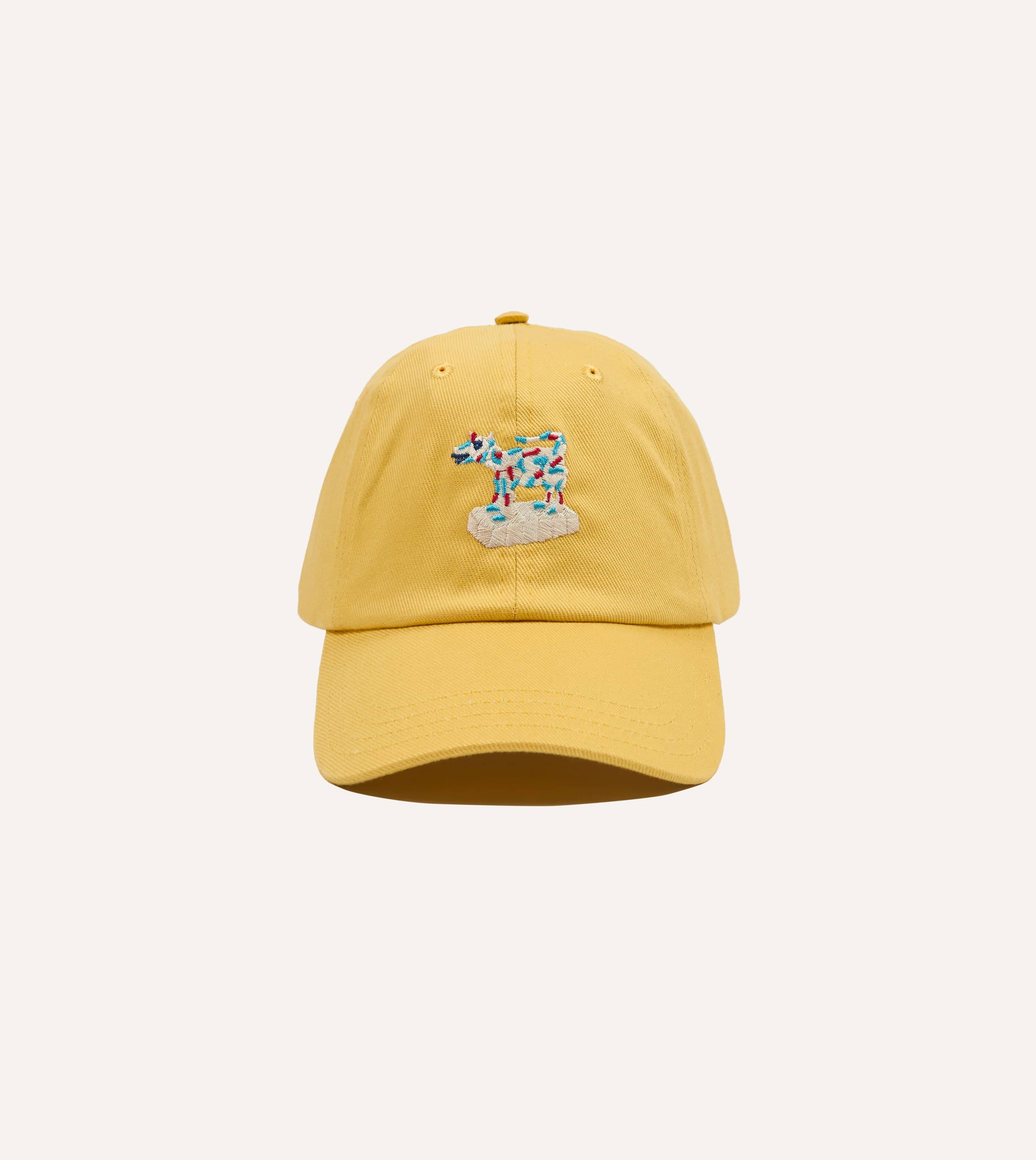 Image of Yellow 'Cow Figurine' Cotton Twill Baseball Cap