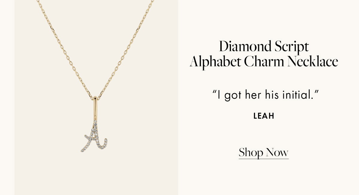 Diamond Script Alphabet Charm Necaklce