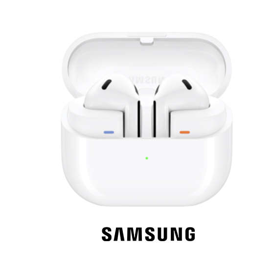 White Samsung Galaxy Buds3 Pro in the case 