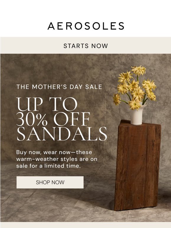 Starts now: Up to 30% off all sandals