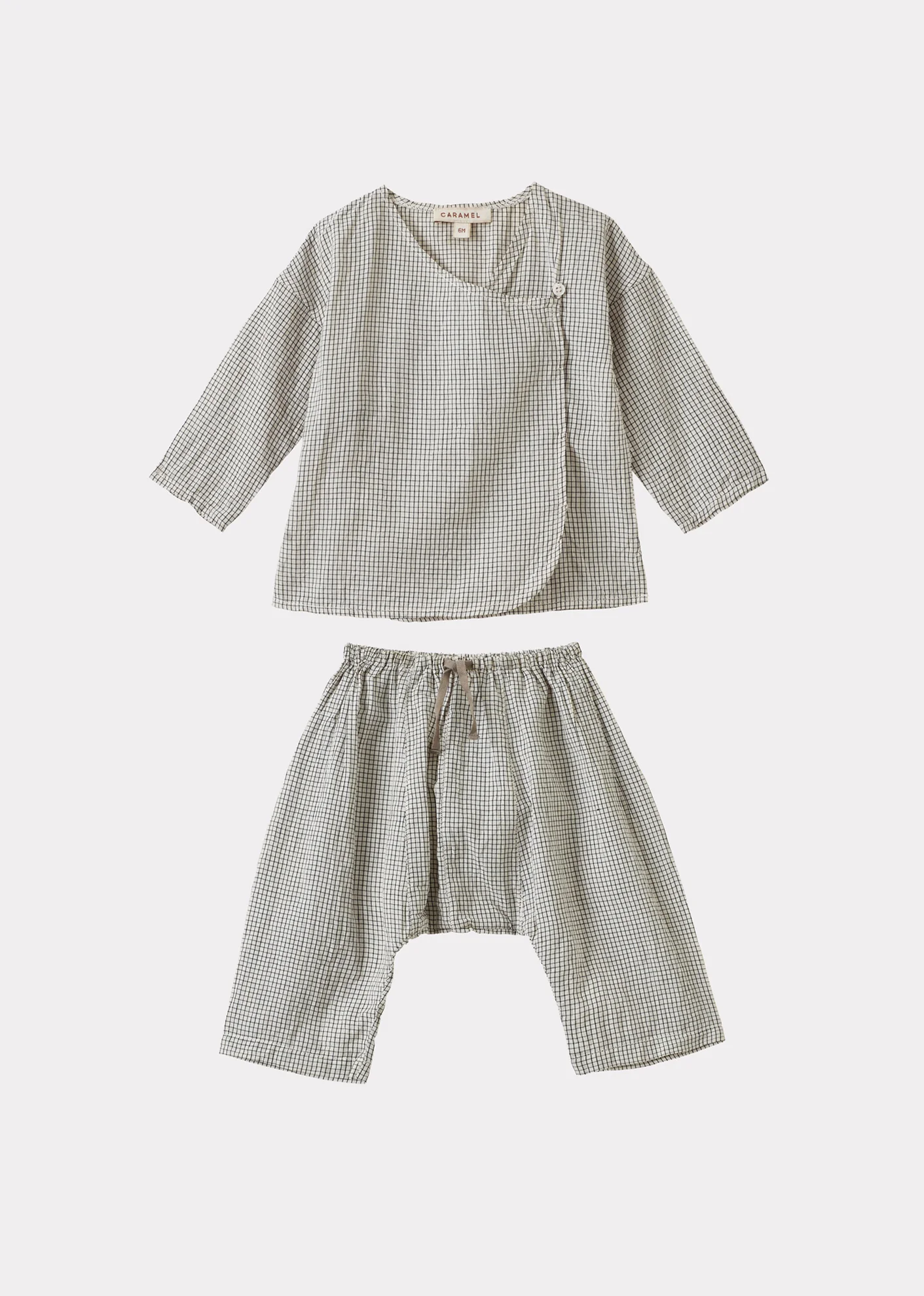 Image of ACORUS BABY TOP AND TROUSERS SET - BLACK CHECK