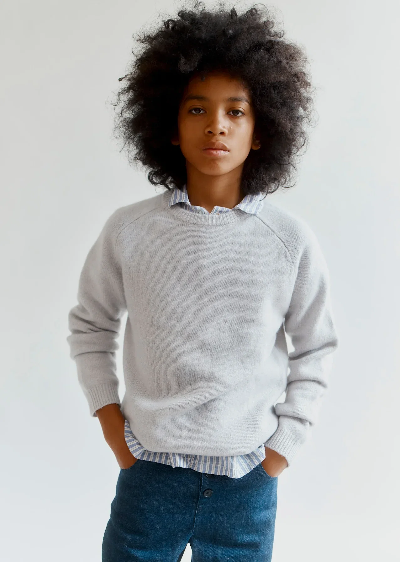 Image of FENNEL CHILDREN'S CASHMERE JUMPER - PALE GREY