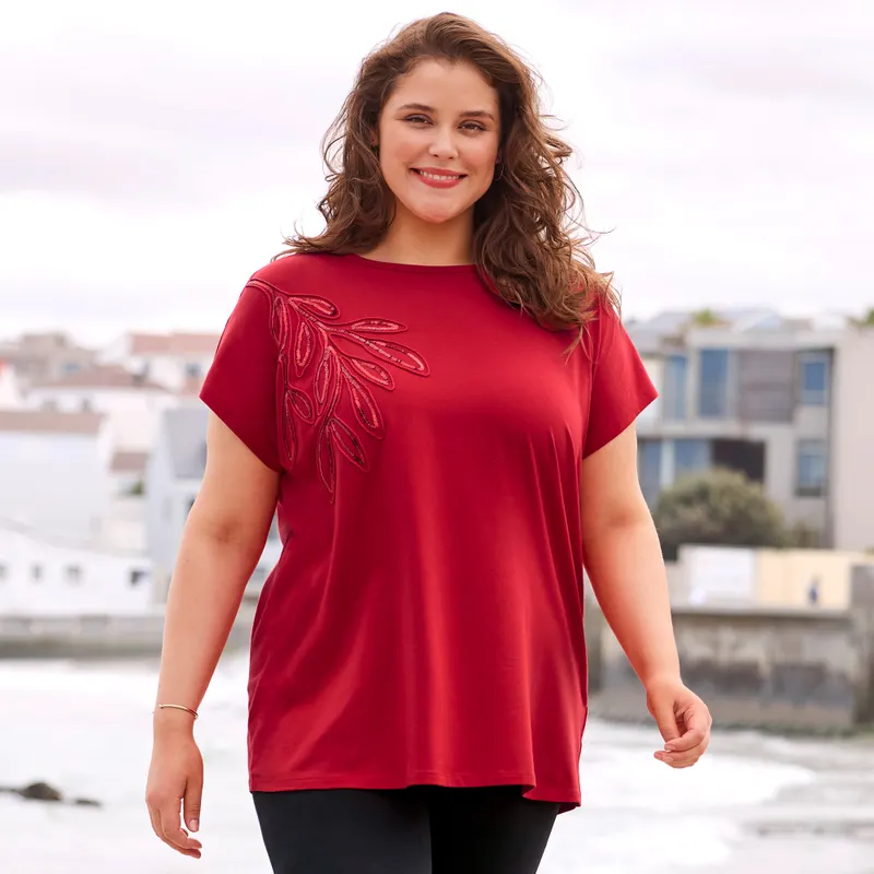 Damen-T-Shirt mit U-Bootausschnitt, große Größen