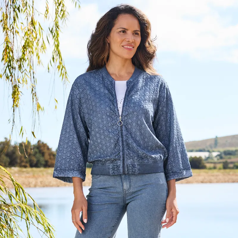 Damen-Blouson mit Stickerei, große Größen