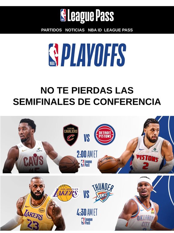 Disfrútalo en League Pass: Cleveland Cavaliers vs. Detroit Pistons y Los Angeles Lakers vs. Oklahoma City Thunder 🔥