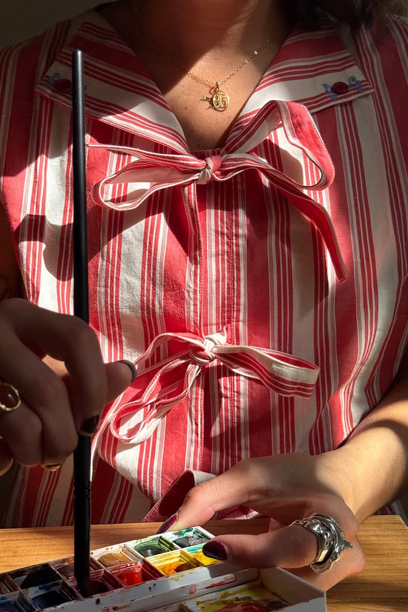Tie Front Vest - Scarlet Trot
