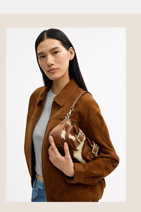 Ashton Shoulder Bag In Haircalf With Cow Print