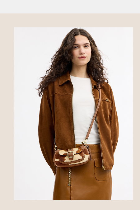 Ashton Mini Shoulder Bag In Haircalf With Cow Print