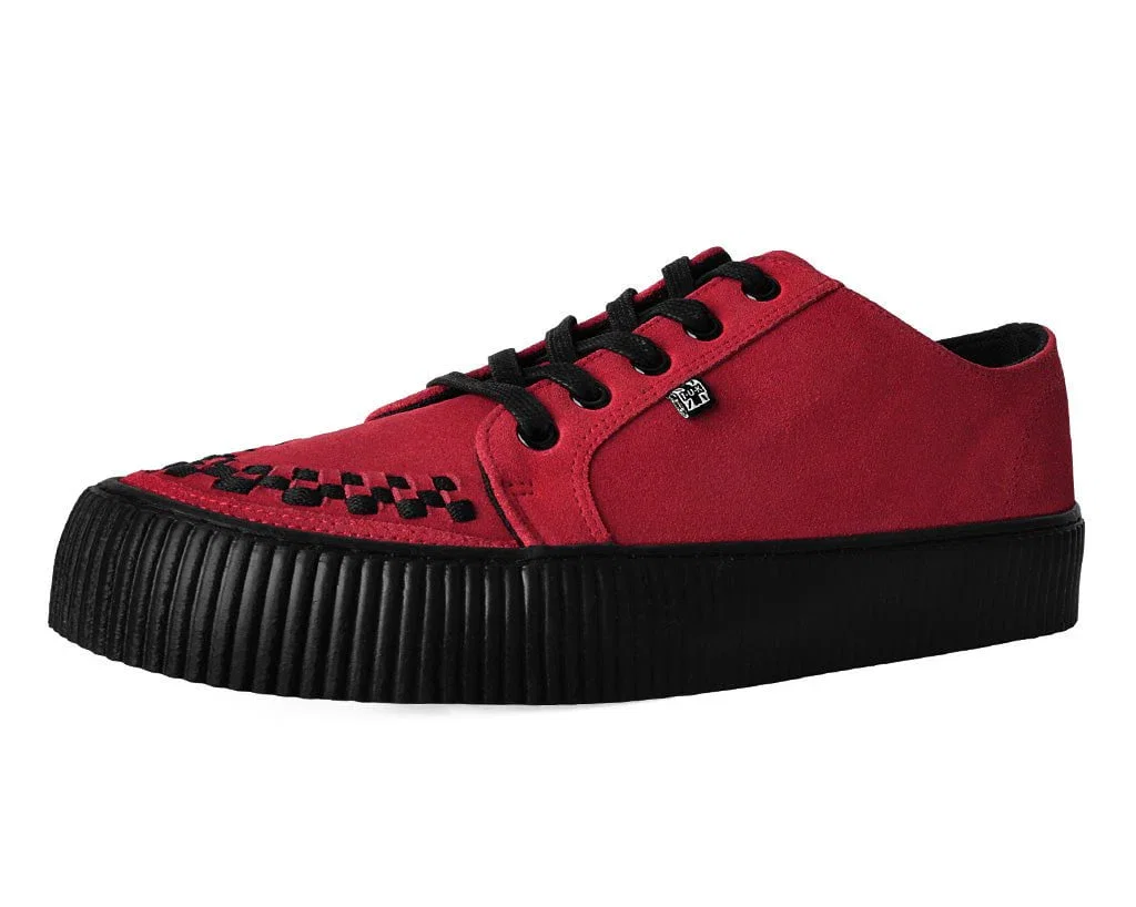 Image of Red Suede Lace-Up Creeper Sneaker