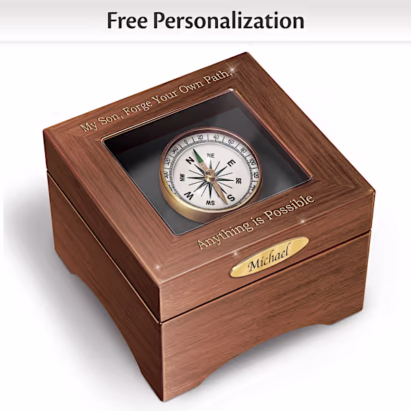 Music Box with Real Working Compass and Son's Engraved Name