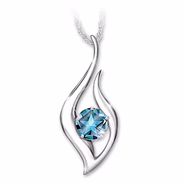 Simulated Blue Topaz Necklace Engraved with 'Class of 2026'