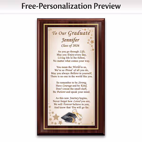Wall Plaque with Encouraging Poem and Graduate's Name