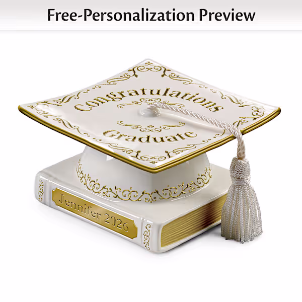 Porcelain Music Box: Graduate's Engraved Name & Class Year