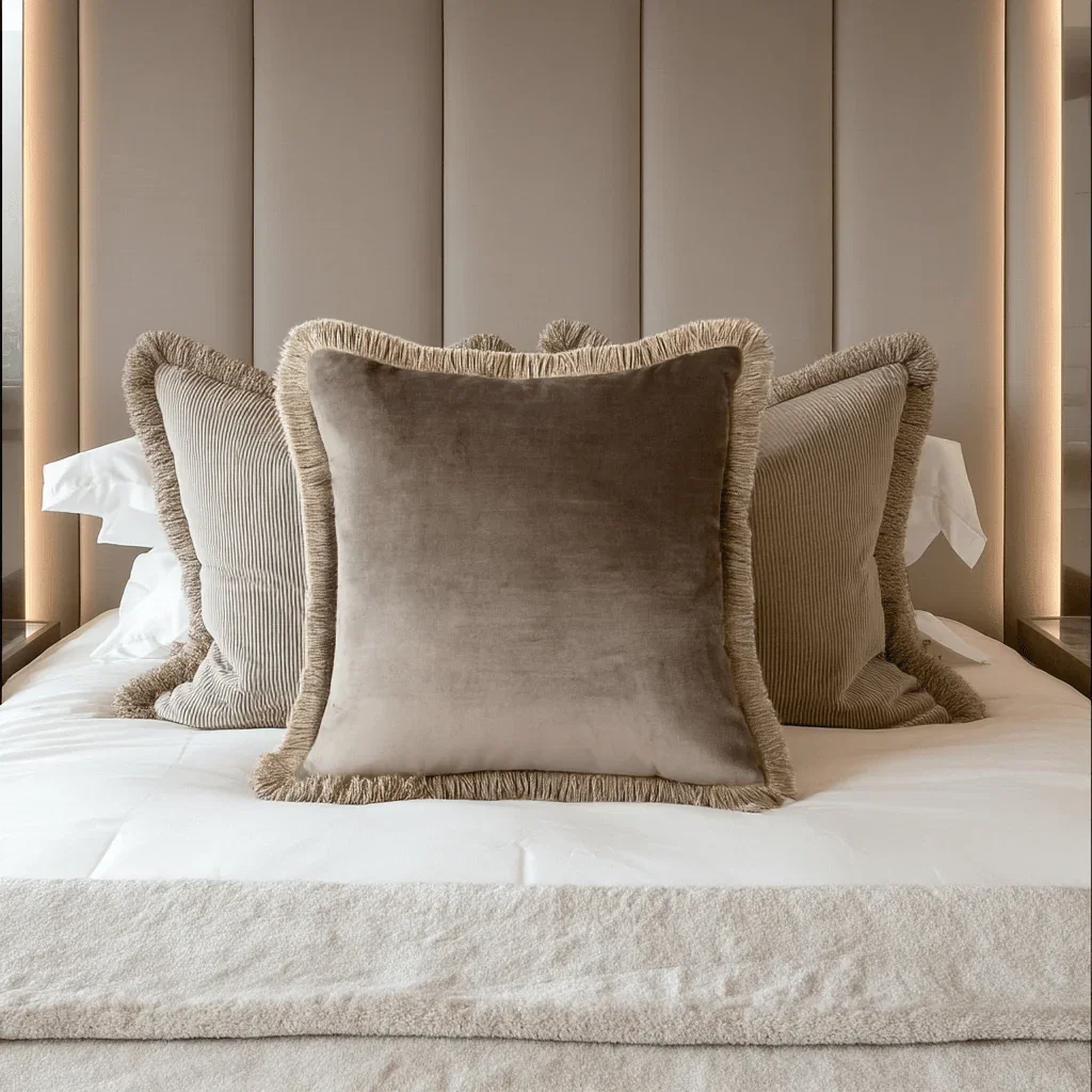Odalys Cappuccino Cushion with Fringe Detail - 43x43cm