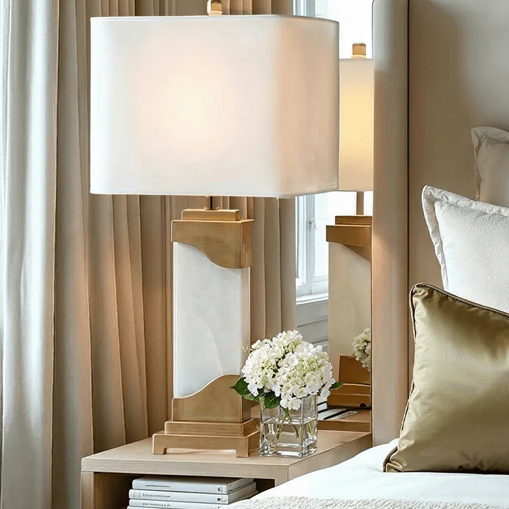 Varenna White Marble & Gold Table Lamp