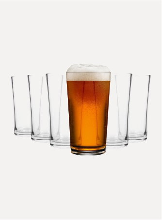 568ml (20oz) Conical Pint Beer Glasses - Pack of Six