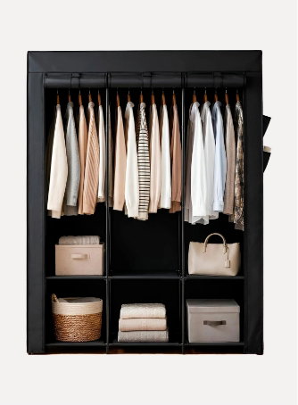 Portable Fabric Wardrobe - 130 x 45 x 167cm - Black