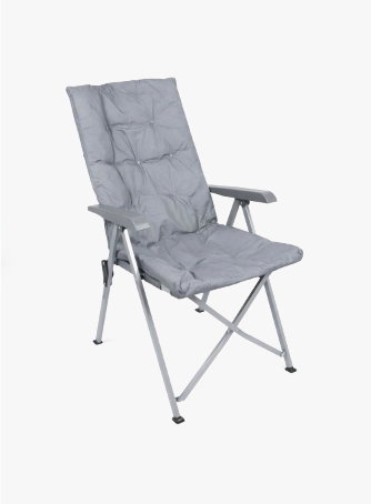 High Back Padded Reclining Camping Chair - Grey