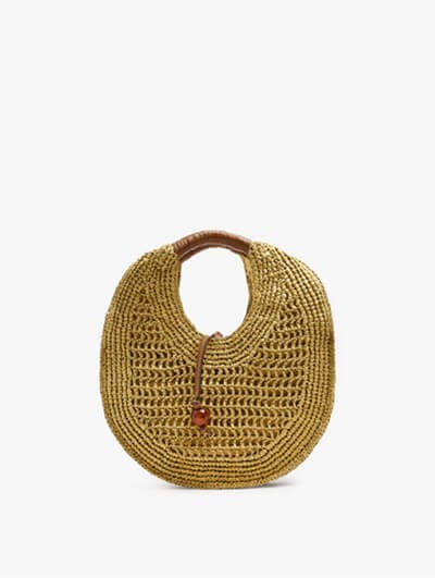 Handbag rounded with paper straw effect M