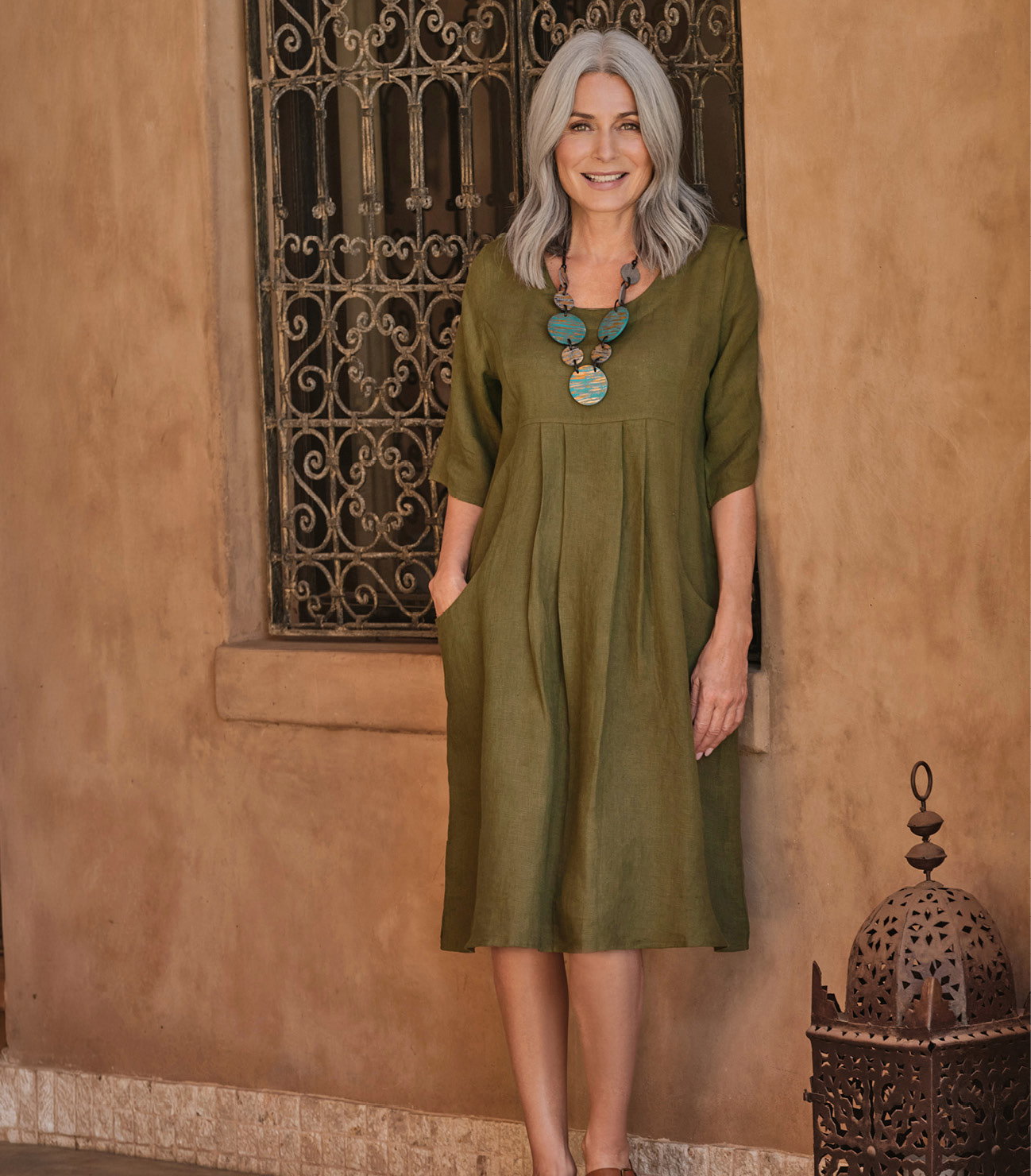 Robe-Tunique à poches - Femme - Pur Lin