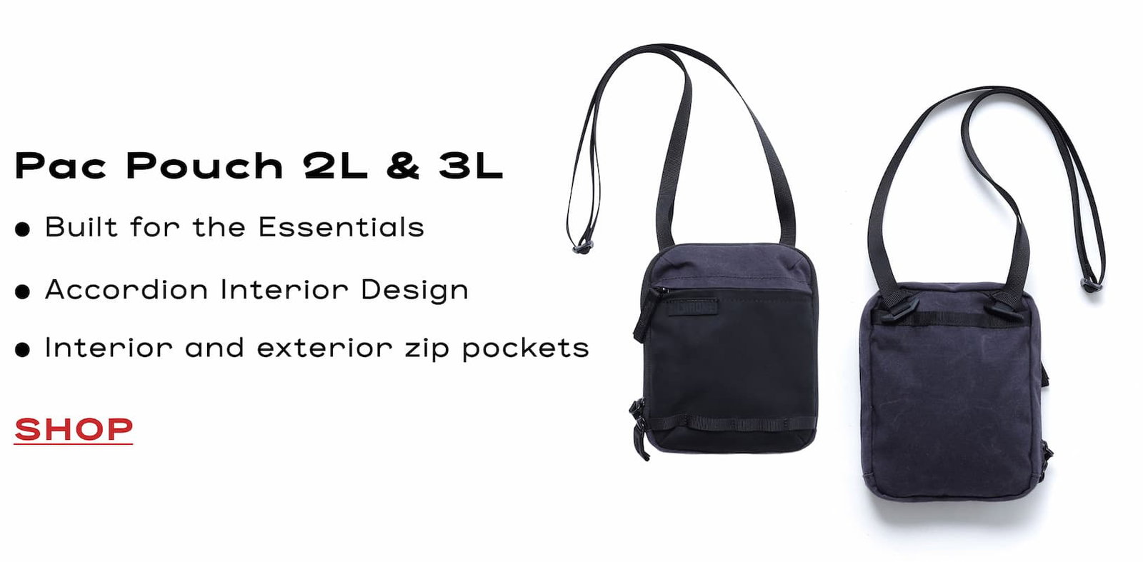 The Pac Shoulder Pouch 2L front and back