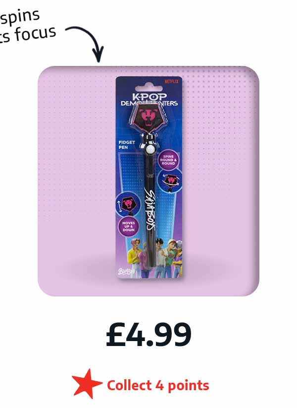 Saja Boys Fidget Pen - £4.99 - Pops, spins & boosts focus - Collect 4 points