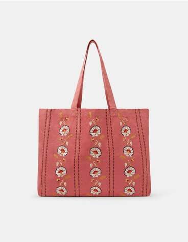 Floral Embroidered Shopper Bag