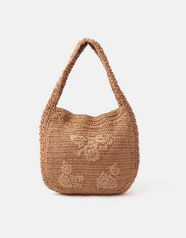 Slouchy Raffia Flower Bag