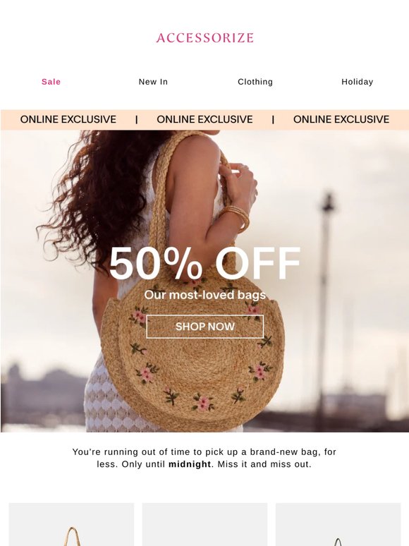 There's 50% off our most-loved bags!