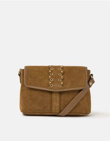 Eyelet Detail Suede Crossbody Bag
