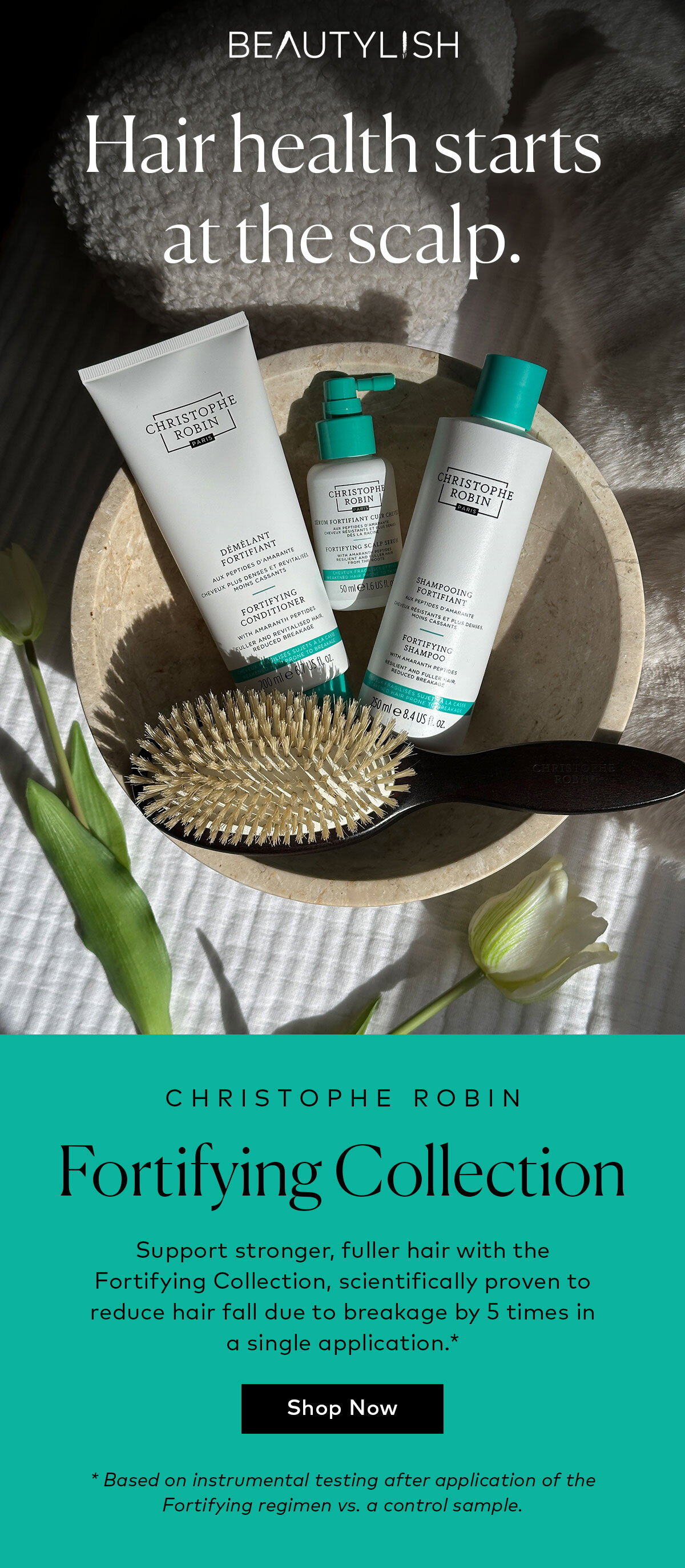 Support stronger, fuller hair with the Fortifying Collection, scientifically proven to reduce hair fall due to breakage by 5 times in a single application.* Shop the collection here at Beautylish.com