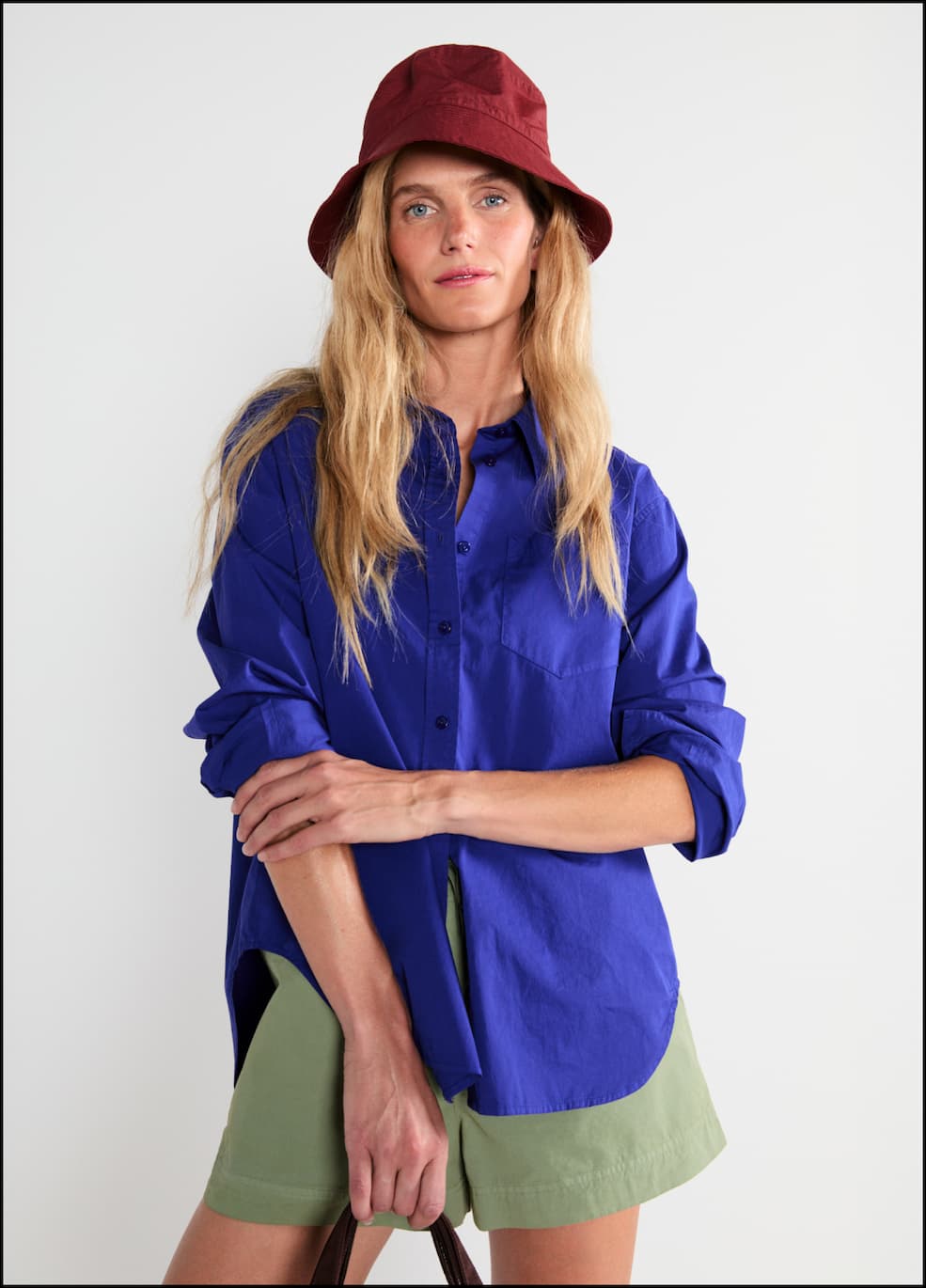 Model wearing the Maude shirt