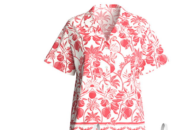 Patterned short-sleeved shirt with buttons in the colour Rose of Sharon from the Favourites Beach series by CALIDA.