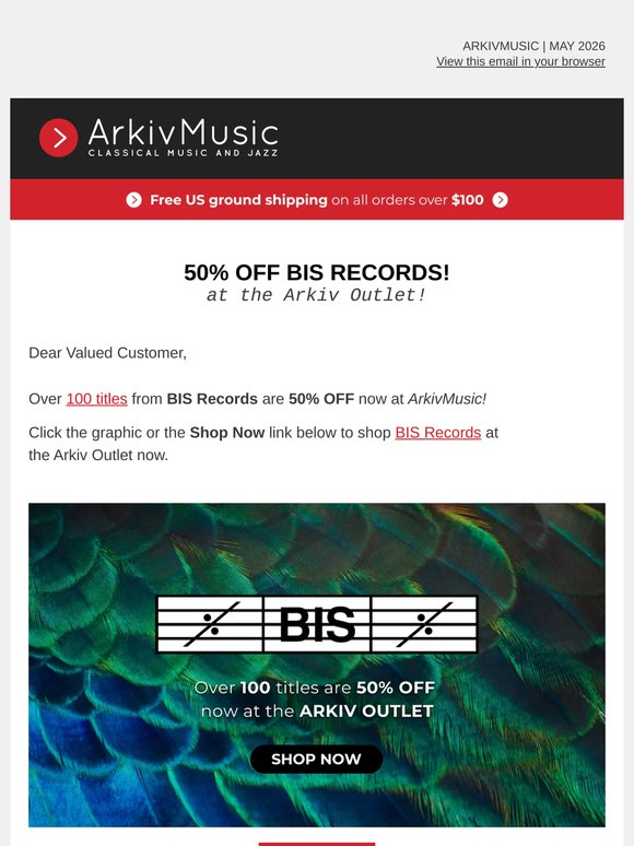 50% OFF BIS Records at the Arkiv Outlet!