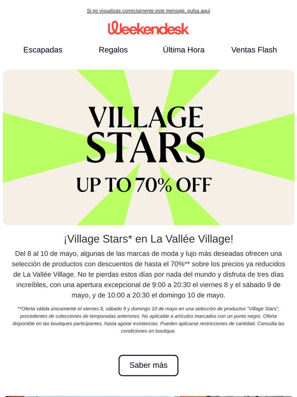 Hasta un 70%* de descuento durante Village Stars en La Vallée Village, París