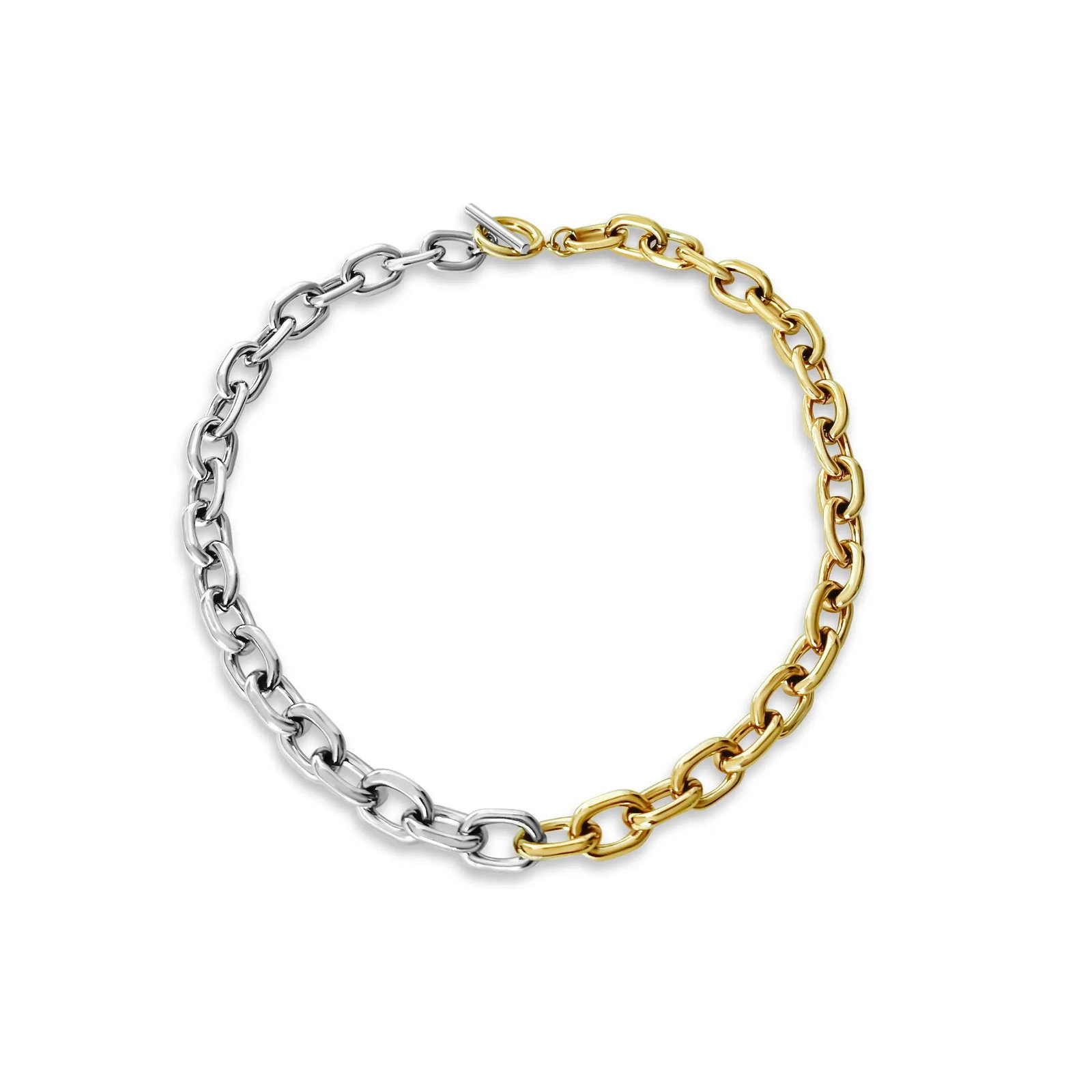The Silver & Gold Juliet T-Bar Necklace