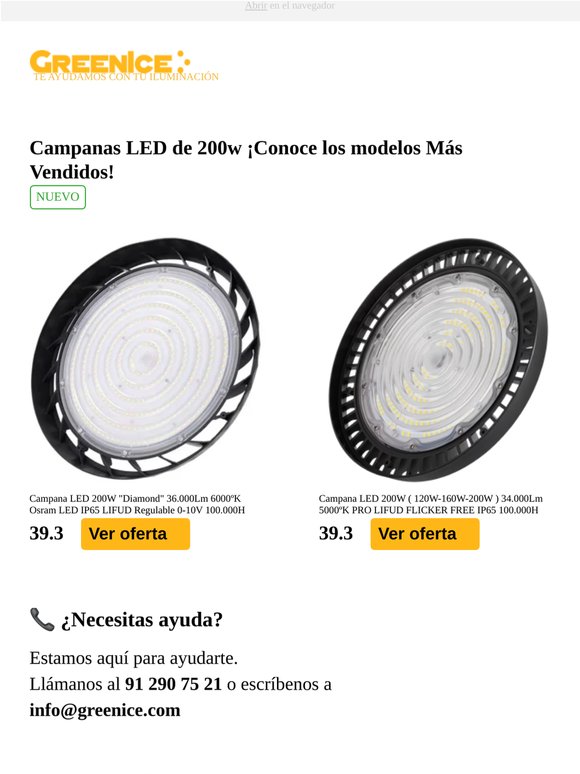 Campanas LED de 200w 🚨 Conoce los modelos Más Vendidos