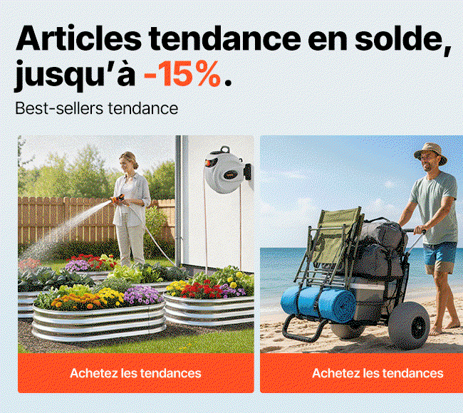 Articles tendance en solde, jusqu’à -15%.